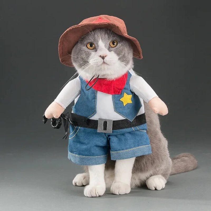 Cat Cosplay Suit for Cats Clothes Firecrackers Corsair Cowboy Cute Costumes Pirate Things Fancy Kitty Funny Dog Hat Accessories