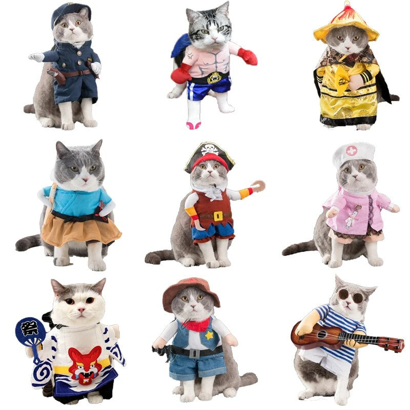 Cat Cosplay Suit for Cats Clothes Firecrackers Corsair Cowboy Cute Costumes Pirate Things Fancy Kitty Funny Dog Hat Accessories